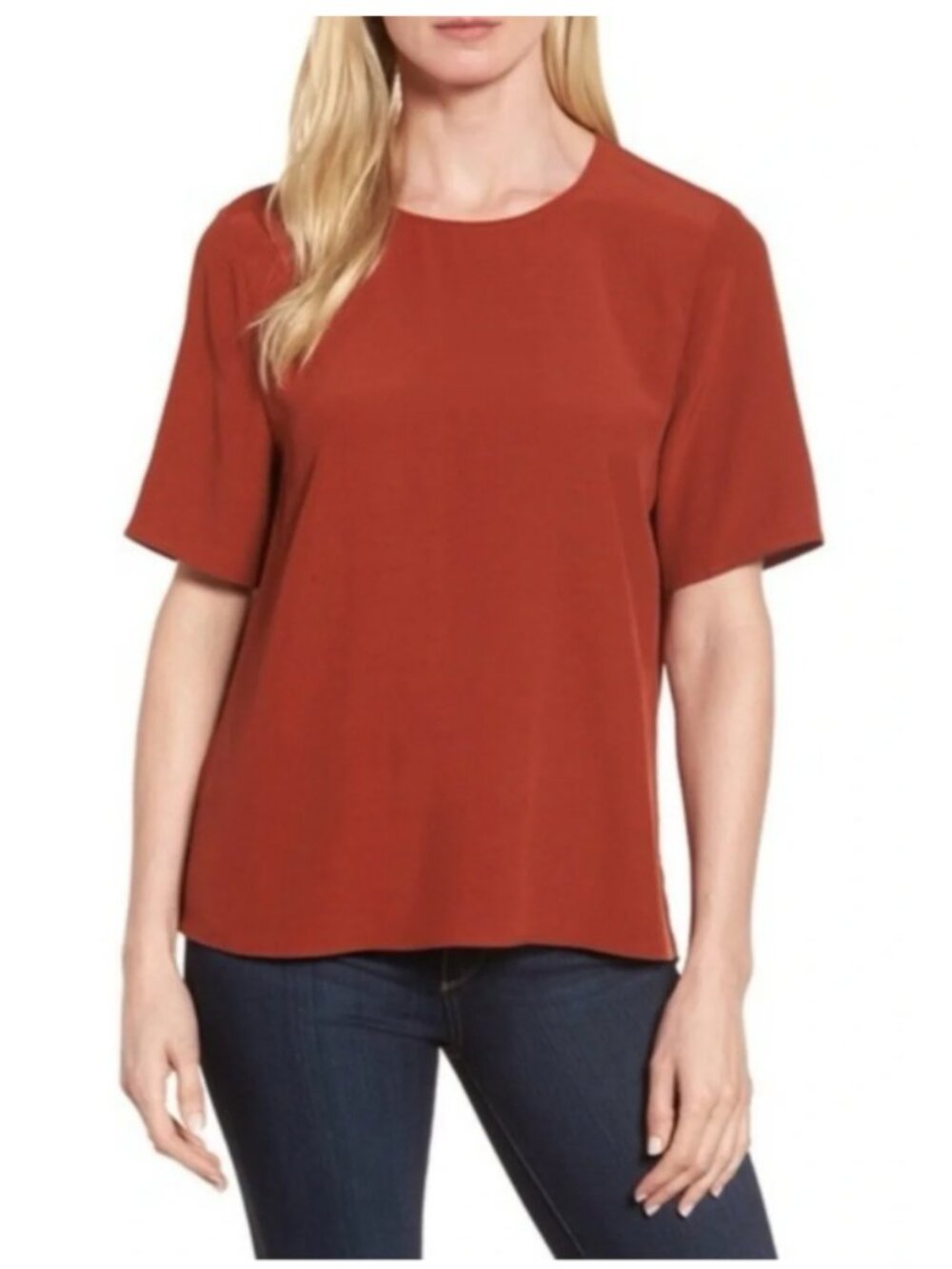 Eileen Fisher | Flutter Sleeve Boxy Rust Top | Size L